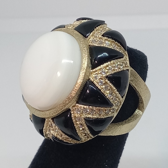 * Rivka Friedman QVC 18K Gold Clad gemstone & enamel dome ring sz 6 - Picture 1 of 7